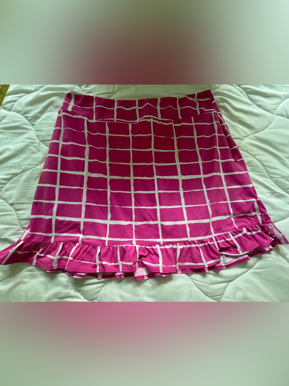 IBKUL Pink and White Windowpane Golf /Pickleball Skort Size Large